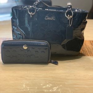Navy Coach bag with Wallet